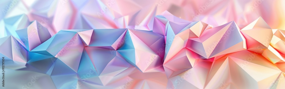 A close-up view of a group of abstract geometric shapes, made of a soft, iridescent material. The shapes are predominantly in pastel colors of pink, blue, and purple, creating a visually appealing and A close-up view of a group of abstract geometric shapes, made of a soft, iridescent material. The shapes are predominantly in pastel colors of pink, blue, and purple, creating a visually appealing and