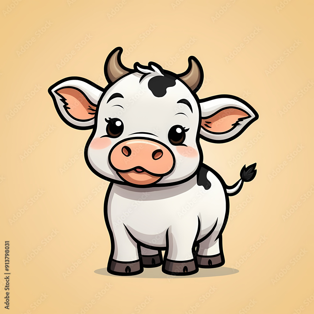 Adorable Animated Cow Sticker Design Adorable Animated Cow Sticker Design
