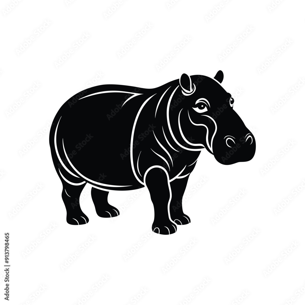 hippo silhouette. hippo silhouette.