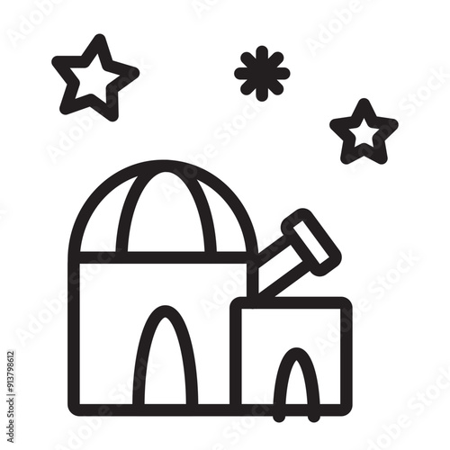 Observatory Vector Line Icon Design