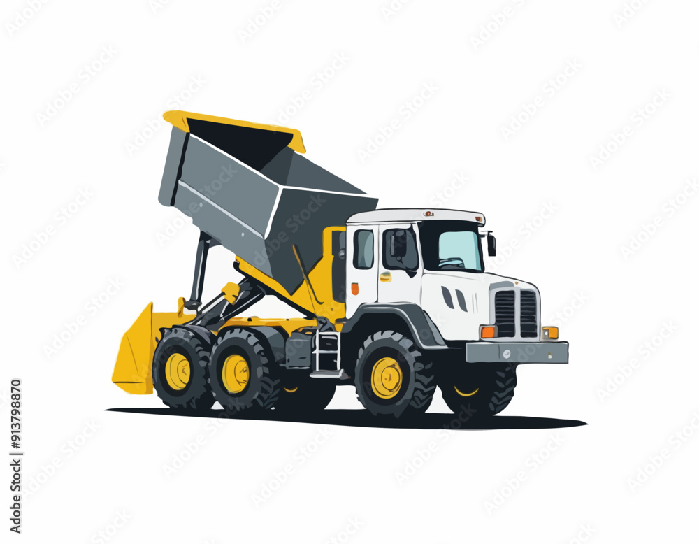 Industrial dumper truck vector illustration isolated on white background Industrial dumper truck vector illustration isolated on white background