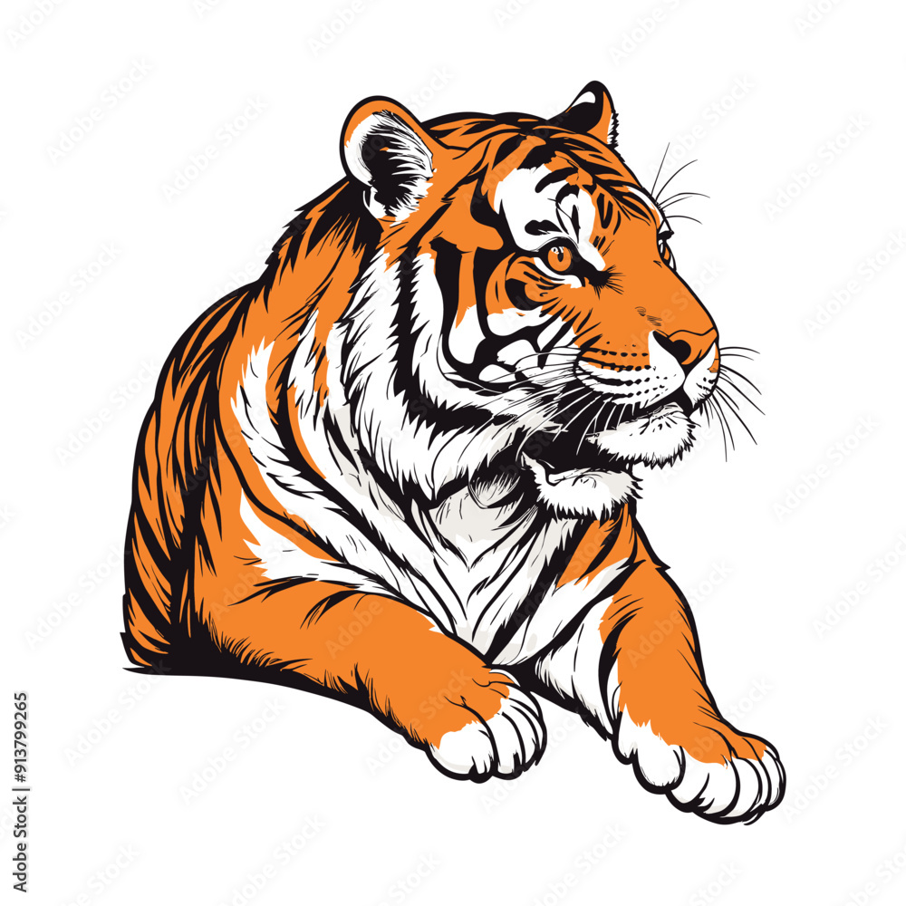 Obraz premium Tiger Side Profile Vintage Illustration