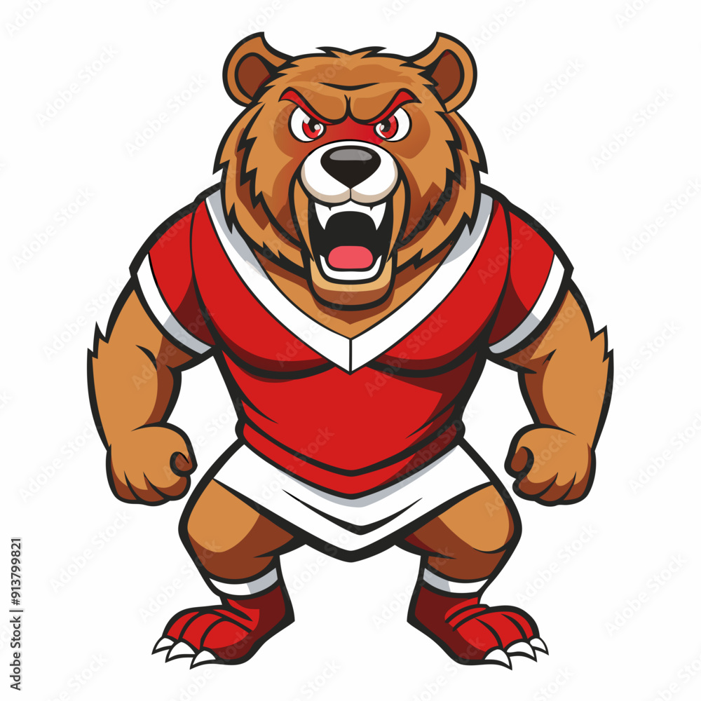 bear grizzly cartoon animal rugby mascot bear grizzly cartoon animal rugby mascot