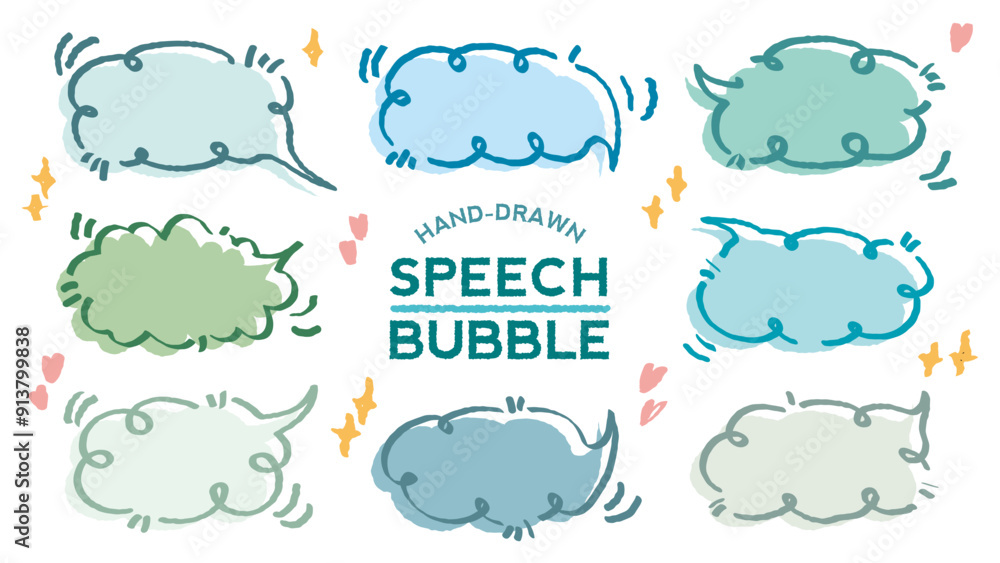Set of hand drawn style cute memo sticker. Variety abstract shapes of blue speech bubble. Girl style frame with crayon draw. Chat box balloon cloud. Sweet retro label tag collection vector for text Set of hand drawn style cute memo sticker. Variety abstract shapes of blue speech bubble. Girl style frame with crayon draw. Chat box balloon cloud. Sweet retro label tag collection vector for text