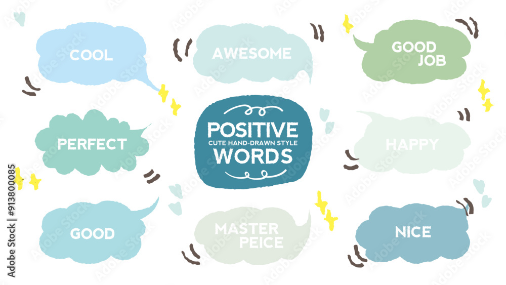 Set of hand drawn style cute memo sticker. Variety abstract shapes of blue speech bubble. Girl style frame with crayon draw. Chat box balloon cloud. Sweet retro label tag collection vector for text Set of hand drawn style cute memo sticker. Variety abstract shapes of blue speech bubble. Girl style frame with crayon draw. Chat box balloon cloud. Sweet retro label tag collection vector for text