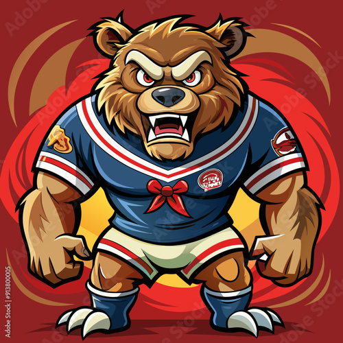bear grizzly cartoon animal rugby mascot