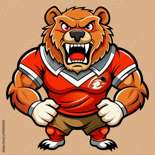 bear grizzly cartoon animal rugby mascot