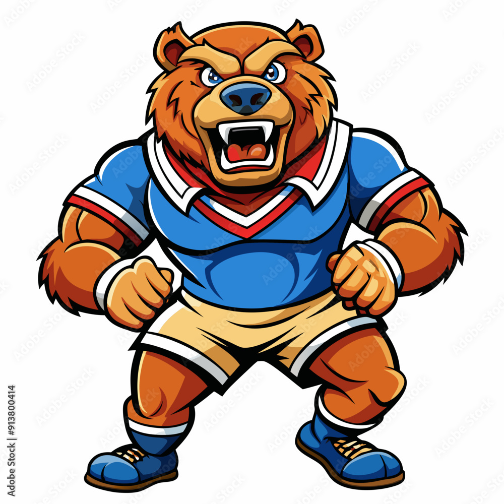bear grizzly cartoon animal rugby mascot bear grizzly cartoon animal rugby mascot