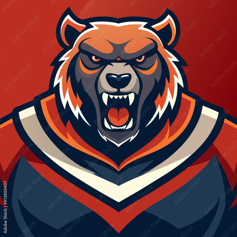 Fototapeta premium bear grizzly cartoon animal rugby mascot