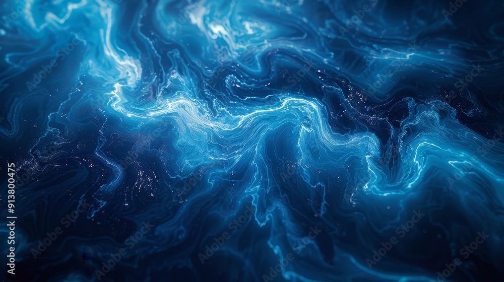 A blue and black background with swirling top and bottom bands, each composed of blue and white hues A blue and black background with swirling top and bottom bands, each composed of blue and white hues