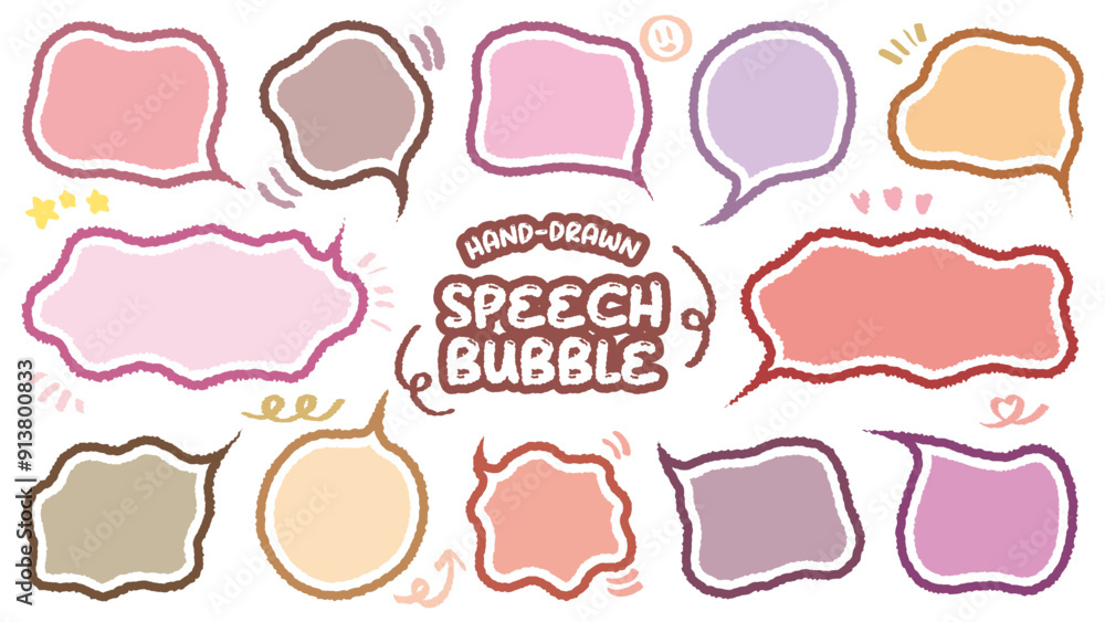 Collection of pink color cute dialog box. Hand drawn with crayon drawing memo sticker. Doodle style chat frame for text. Cartoon conversation balloon. Set of speech bubbles in flat for short message. Collection of pink color cute dialog box. Hand drawn with crayon drawing memo sticker. Doodle style chat frame for text. Cartoon conversation balloon. Set of speech bubbles in flat for short message.