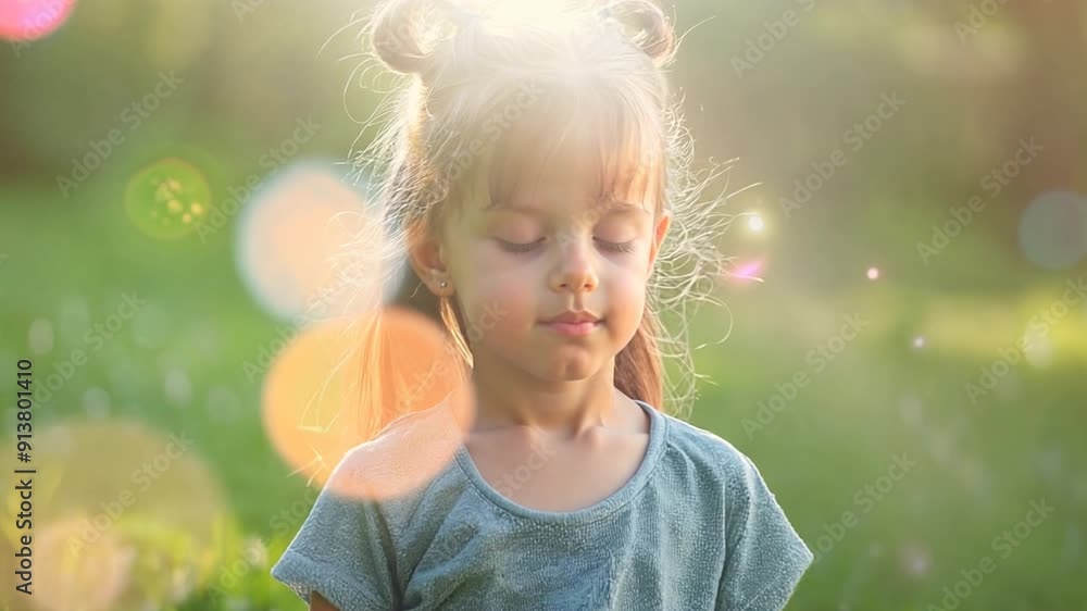 a little girl exercise with yoga in lotus pose on green grass,generative ai a little girl exercise with yoga in lotus pose on green grass,generative ai