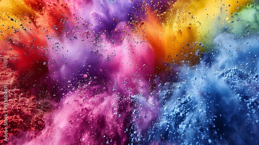 Fototapeta premium Vibrant Color Explosion During Holi Festival Celebration in A Bustling Outdoor Environment