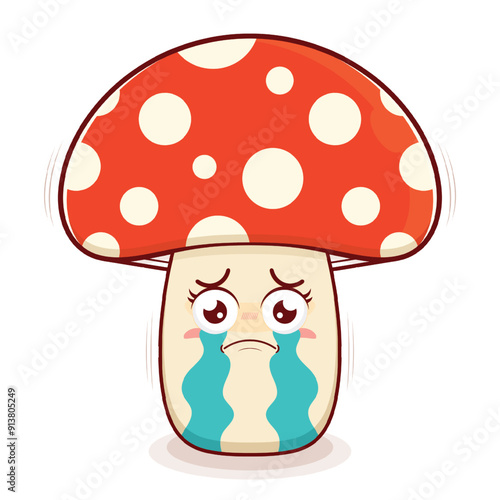 mushroom scared face cartoon cute