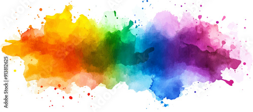 Colorful watercolor splash paint background vector illustration isolated on a white, rainbow colored, white background,
