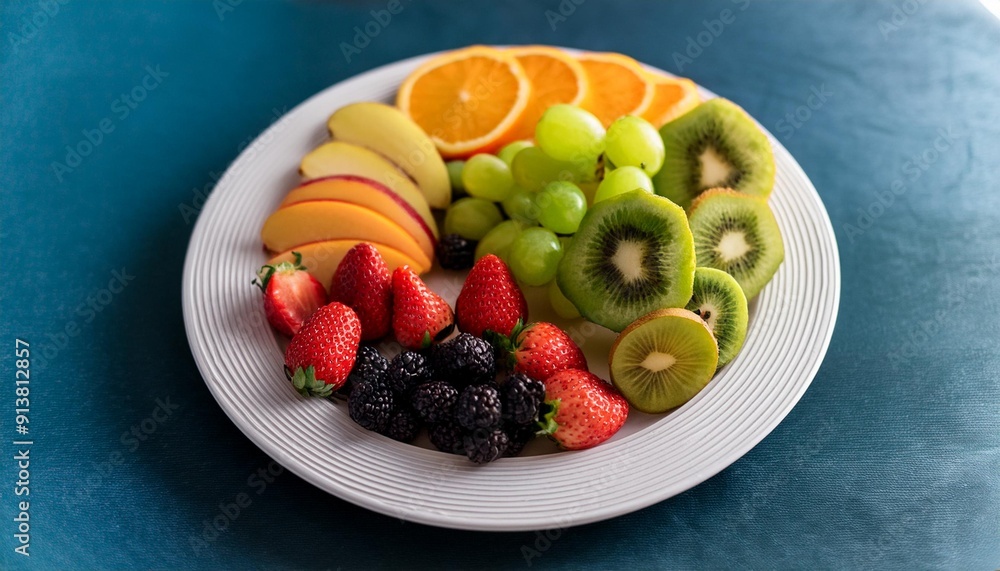 Fresh and delicious-looking fruits on a plate on the table. Really delicious.42 Fresh and delicious-looking fruits on a plate on the table. Really delicious.42