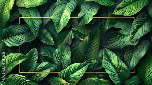 Wallpaper Mural Lush Green Leaves Framing A Beautiful Nature Inspired Background In A Tropical Setting Torontodigital.ca