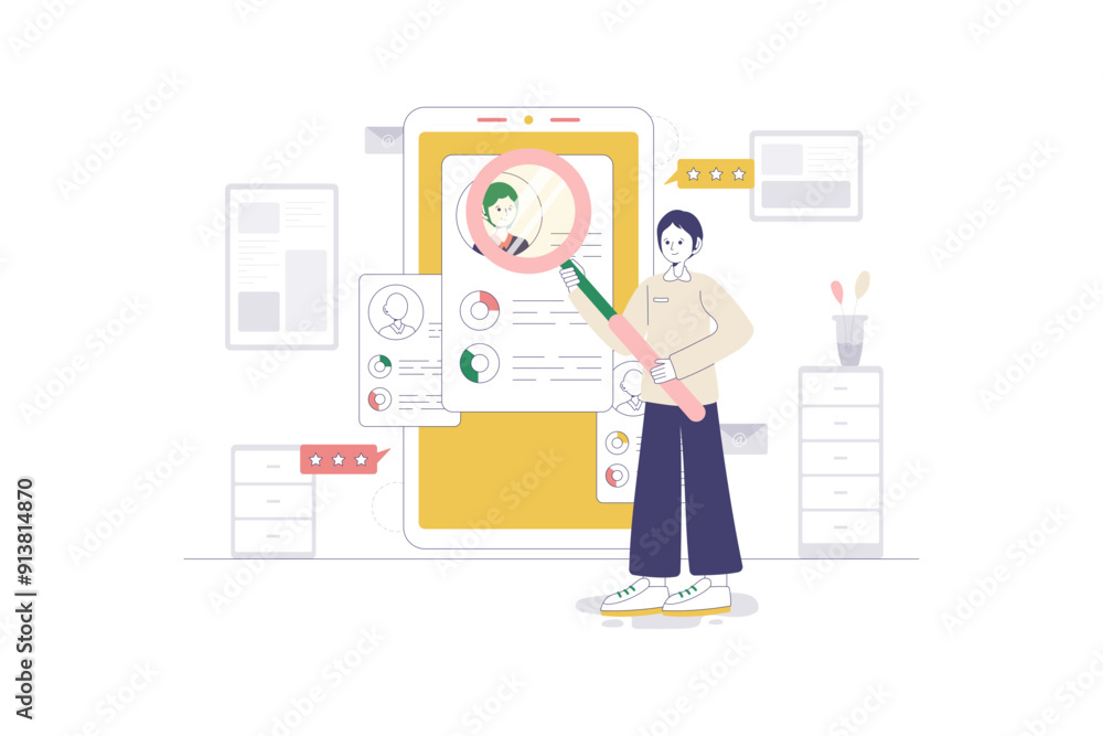 Employee Job Hiring Flat Style Illustration Employee Job Hiring Flat Style Illustration