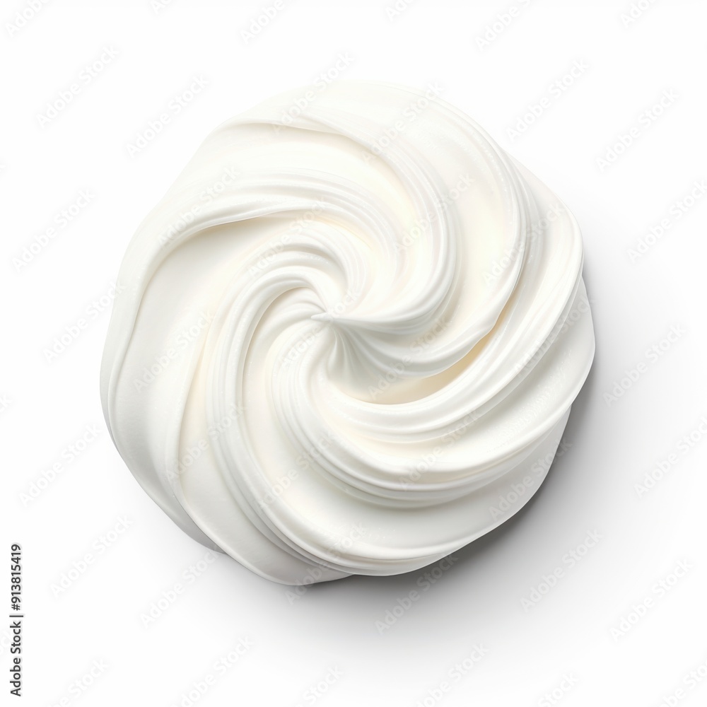 Whipped cream served from above isolated on a white background, Whipped cream served from above isolated on a white background,