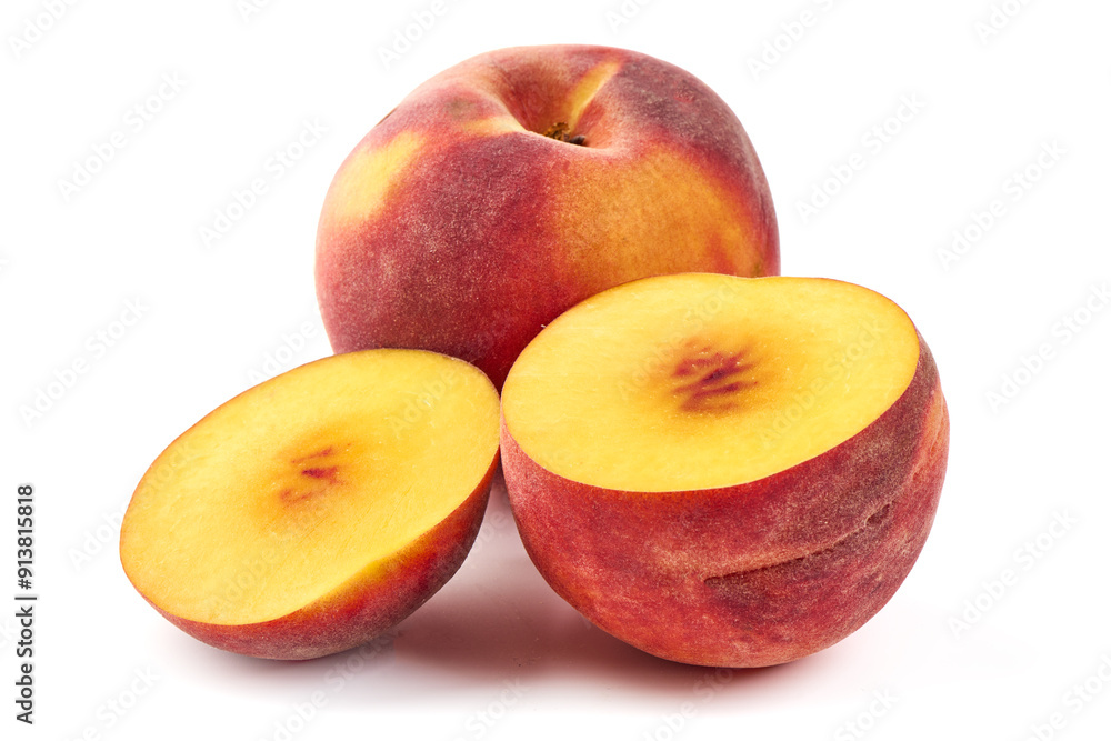 Fresh peaches, isolated on white background. Fresh peaches, isolated on white background.