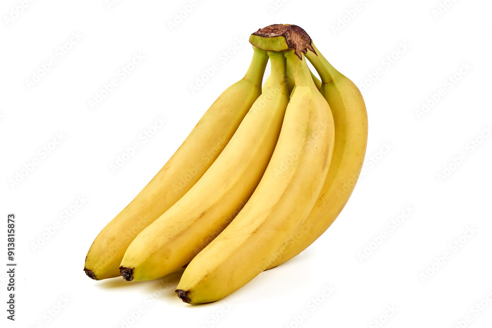 Bunch of ripe bananas isolated on white background.