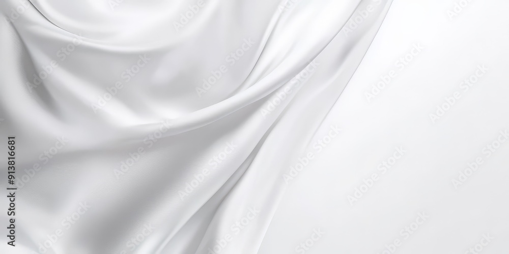 Obraz premium White Silk Fabric Draped on White Background