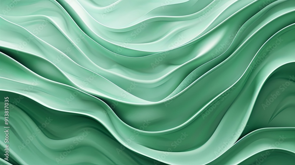 Obraz premium Green wave abstract background, wave pattern, Minimal Texture background