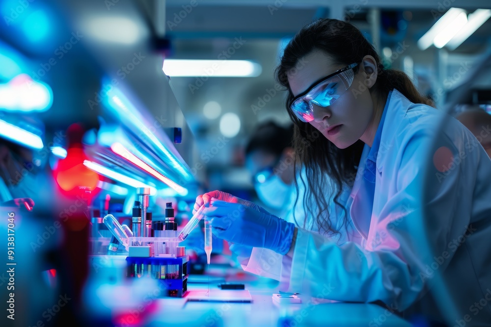 Precision in Scientific Research: Female Scientist Conducts Experiments in Modern High-Tech Laboratory Precision in Scientific Research: Female Scientist Conducts Experiments in Modern High-Tech Laboratory