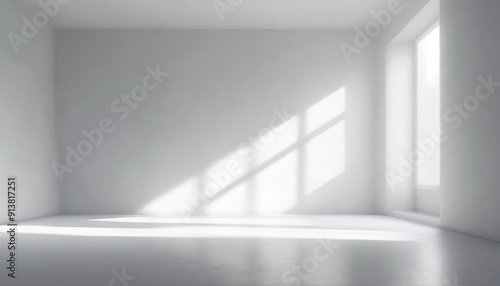 Wallpaper Mural Clean, bright, white backdrop presentation on white wooden surface for a clean and modern look. Background for product display, selective focus.  Torontodigital.ca