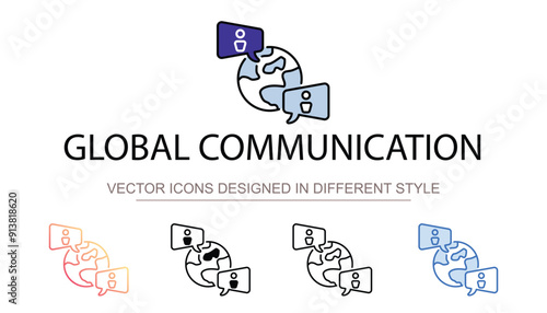 Global Communication icon design with white background stock illustration