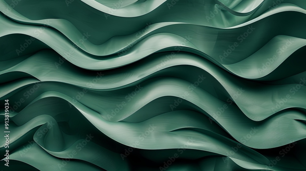 Obraz premium Green wave abstract background, wave pattern, Minimal Texture background
