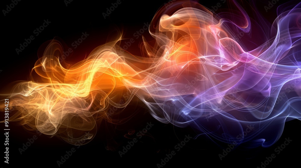 Fototapeta premium beautiful and colorful waves, smoke, fog, flow on dark background, rainbow colors