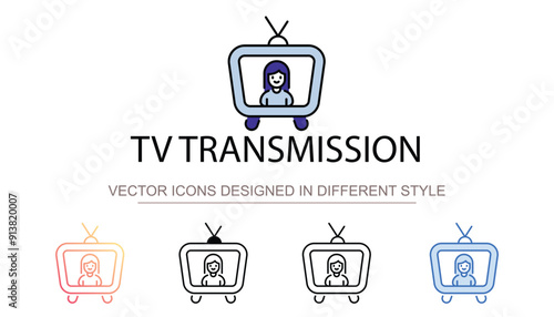 Tv Transmission icon design with white background stock illustration