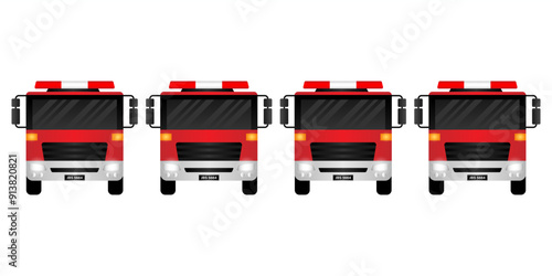 Fire Engine or Fire Truck. Fire Emergency Rescue Truck. Vector Illustration.