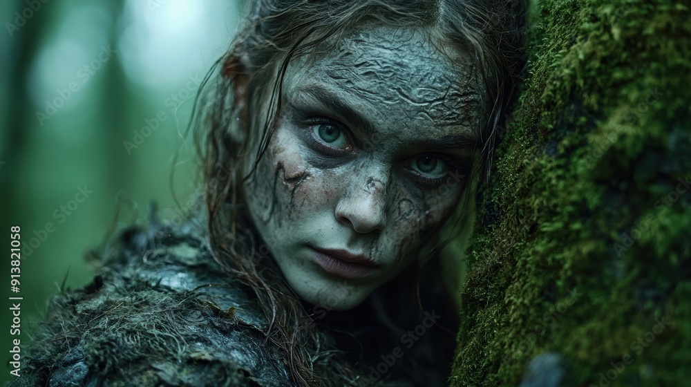 Mysterious woman in the forest Mysterious woman in the forest