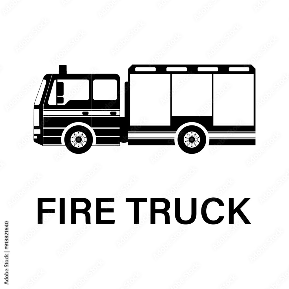 Fire Engine or Fire Truck Sign Symbol. Fire Emergency Rescue Truck. Vector Illustration Isolated on White Background. Fire Engine or Fire Truck Sign Symbol. Fire Emergency Rescue Truck. Vector Illustration Isolated on White Background.