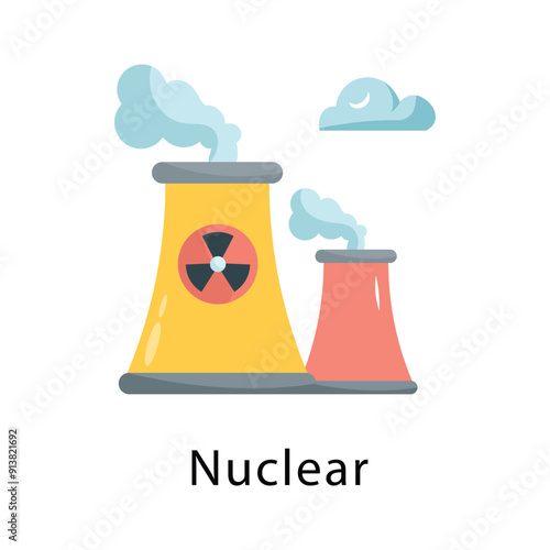 Nuclear Vector Flat Icon Design illustration Symbol on White background EPS 10 File 