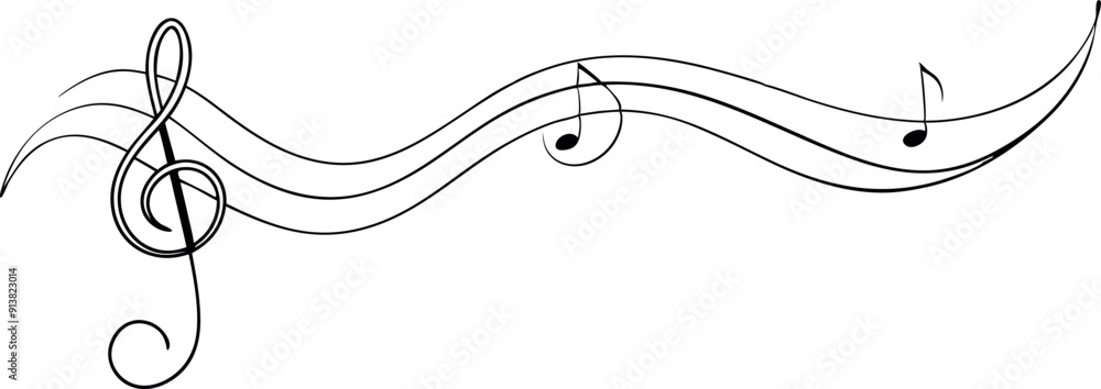 Elegant Musical Note Design With Treble Clef and Notes Elegant Musical Note Design With Treble Clef and Notes