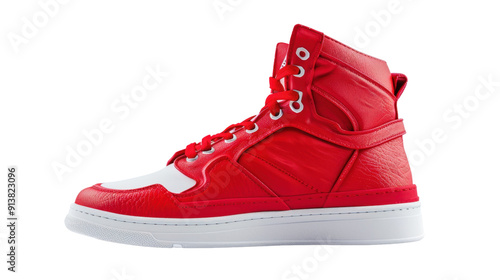 Red sneakers on transparent background