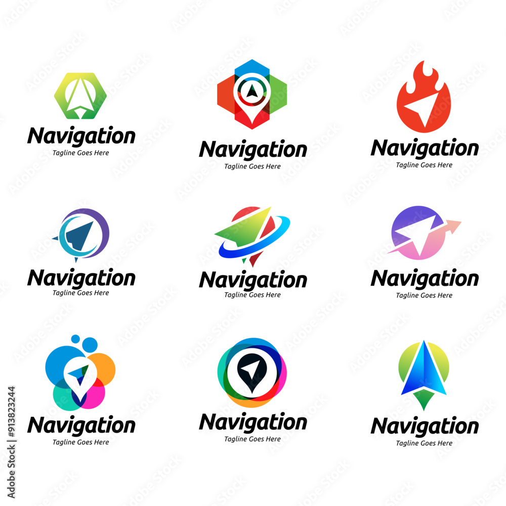 Set of Compass Global Globe Earth Adventure GPS navigation logo design. Vector Illustration Set of Compass Global Globe Earth Adventure GPS navigation logo design. Vector Illustration
