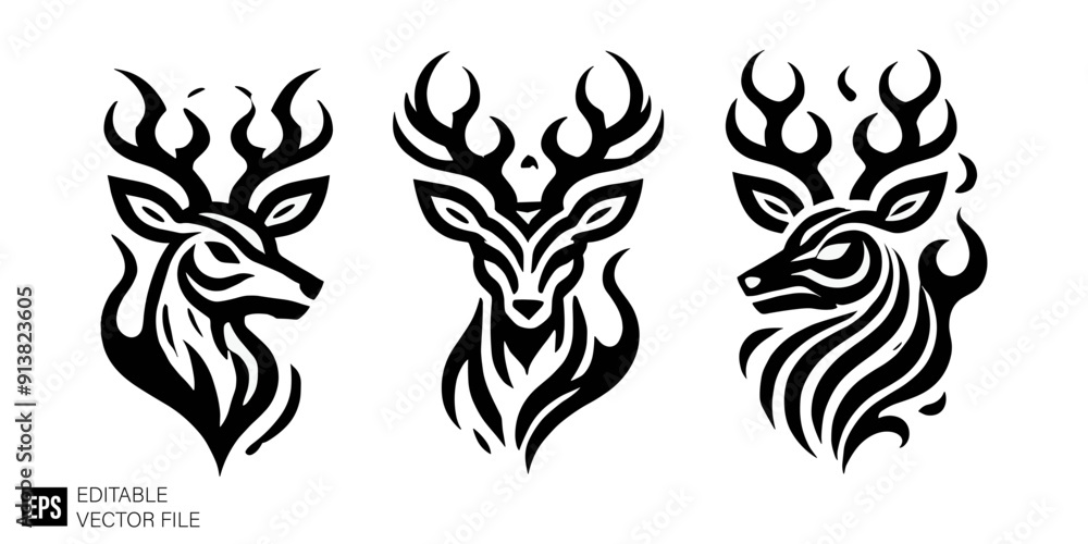 Fototapeta premium Deer tribal tattoo graphic design ideas template