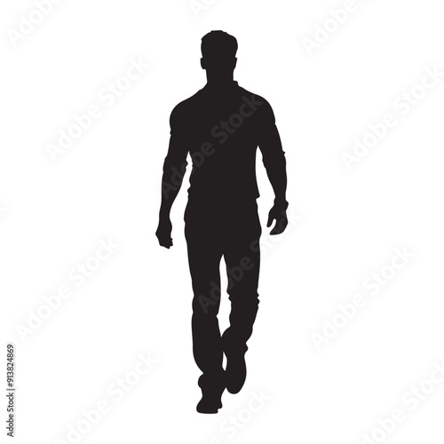 Walking Man Silhouette Towards Front