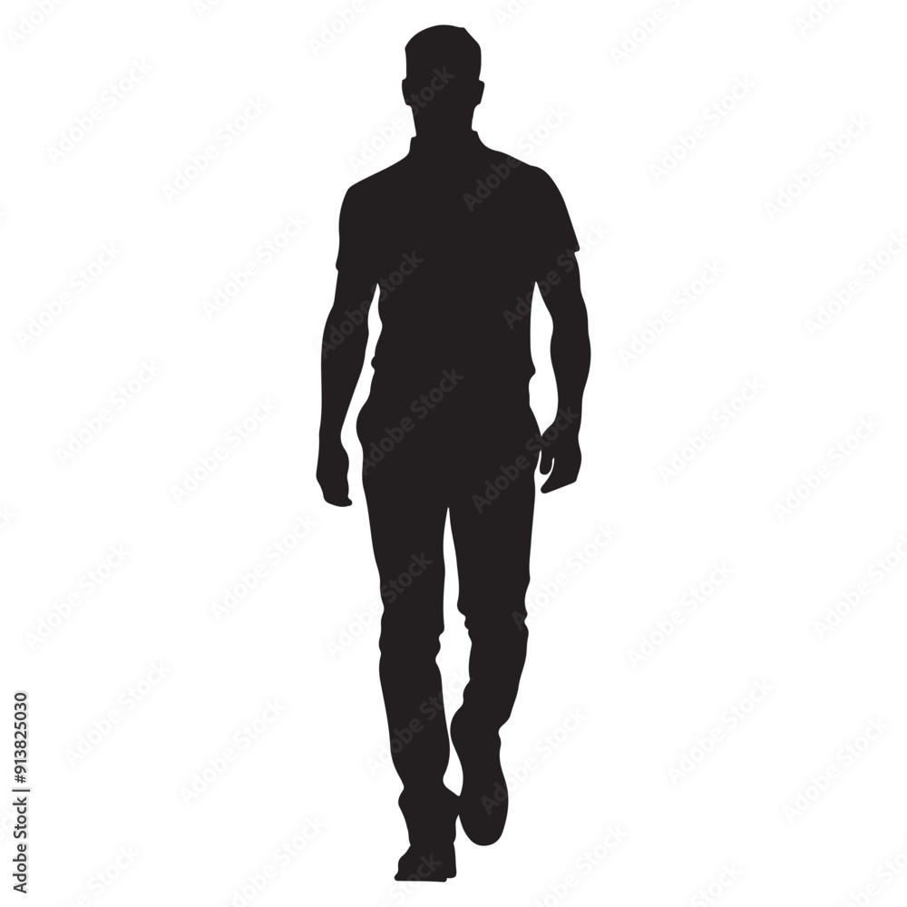 Fototapeta premium Walking Man Silhouette Towards Front
