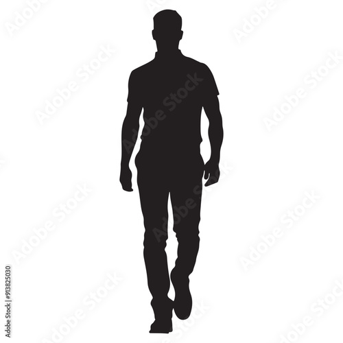 Walking Man Silhouette Towards Front