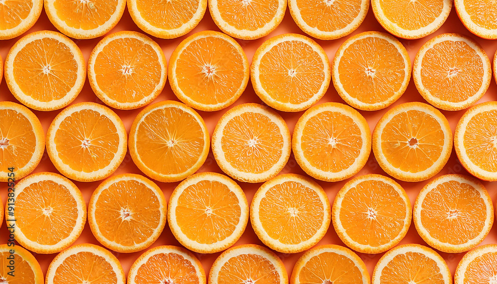 Orange Background, Top view of vibrant orange fruit slices arranged in a full frame seamless pattern, creating a fresh and zesty citrus background, perfect for food and summer-themed designs Orange Background, Top view of vibrant orange fruit slices arranged in a full frame seamless pattern, creating a fresh and zesty citrus background, perfect for food and summer-themed designs