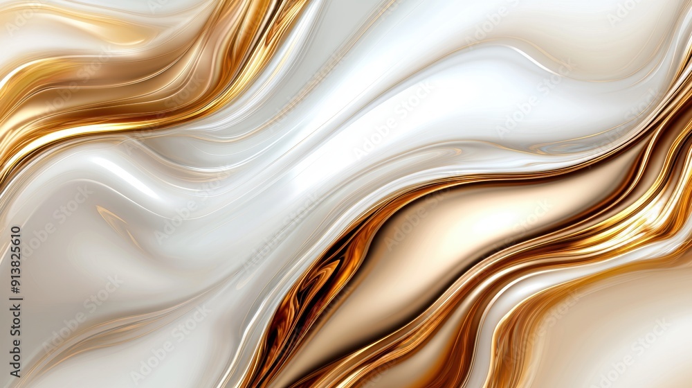 Flowing golden and white abstract waves Flowing golden and white abstract waves
