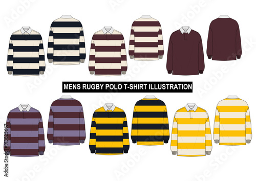 MENS RUGBY POLO T-SHIRT ILLUSTRATION