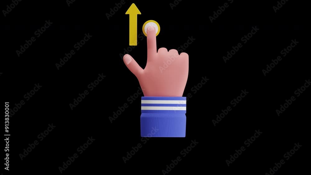 3D Animation of Gesture Swipe Up | Alpha Channel 3D Animation of Gesture Swipe Up | Alpha Channel