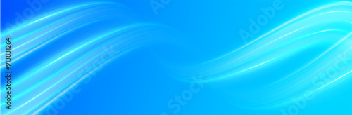 3D vector glossy waves. Soft blue curved lines of fresh smell. Waves showing a stream of clean fresh air.
