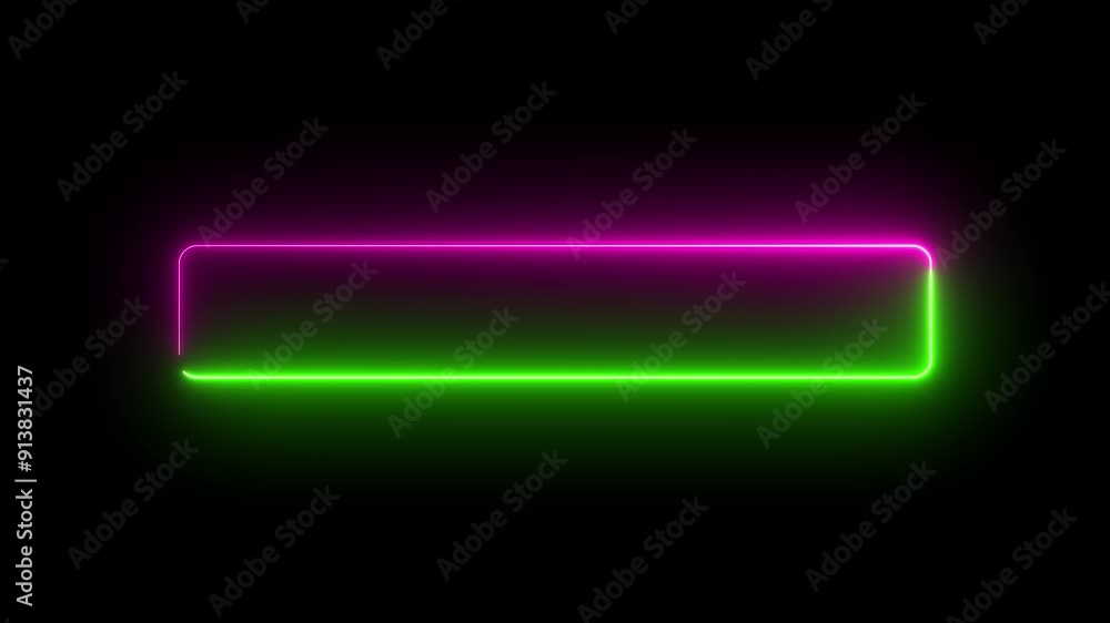 Rectangle texture frame with two tone neon color motion graphic on isolated black background. Abstract bright neon lines rectangle frame beautiful motion background video. Rectangle texture frame with two tone neon color motion graphic on isolated black background. Abstract bright neon lines rectangle frame beautiful motion background video.